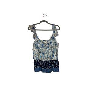 💥NWOT Nine Britton Blue Paisley Floral Boho Babydoll Top Size Medium
